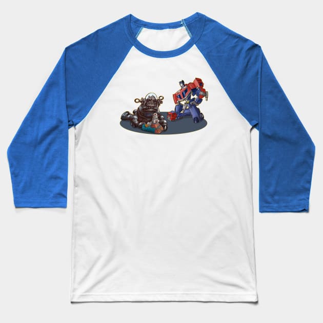 Robbie and Optimus Baseball T-Shirt by ChetArt